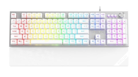 Klawiatura przewodowa Krux Frost Silver-White RGB Gaming White