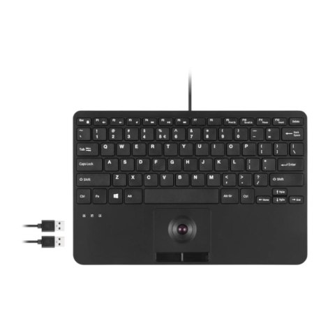 Klawiatura przewodowa Perixx PERIBOARD-526 trackball, 2x hub USB, czarna